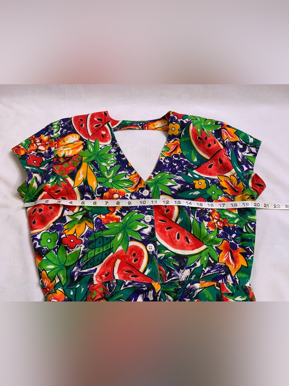 Vintage Carol Anderson Cali. Dress Women’s 11/12 L Fruit Maxi Button USA 80 90s - Picture 13 of 15